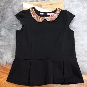 Ted Baker Girls Sequin Blouse sz 14  Black Medium